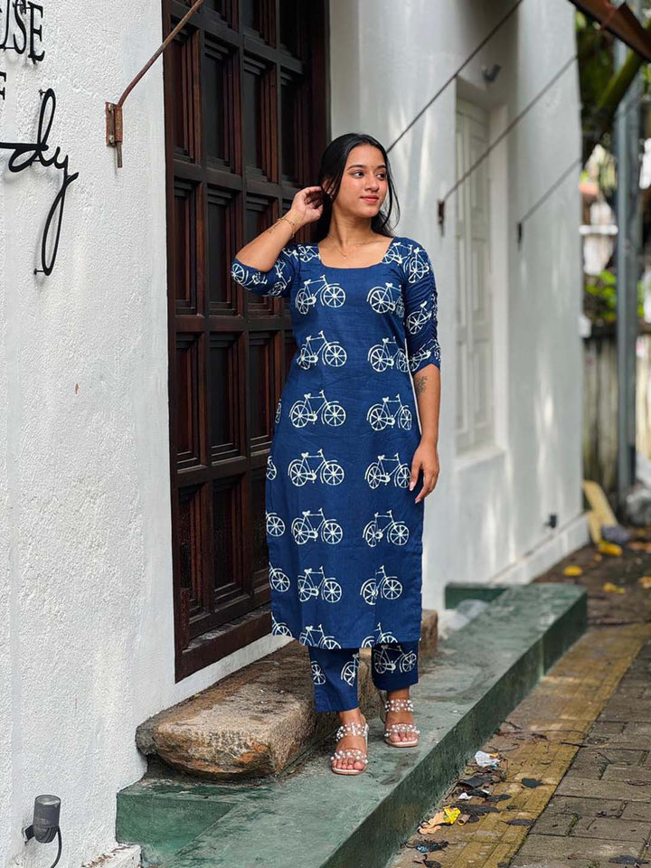 Indigo Bicycle Printed Kurta Pant Set