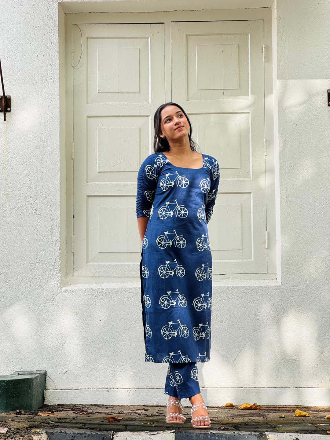 Indigo Bicycle Printed Kurta Pant Set