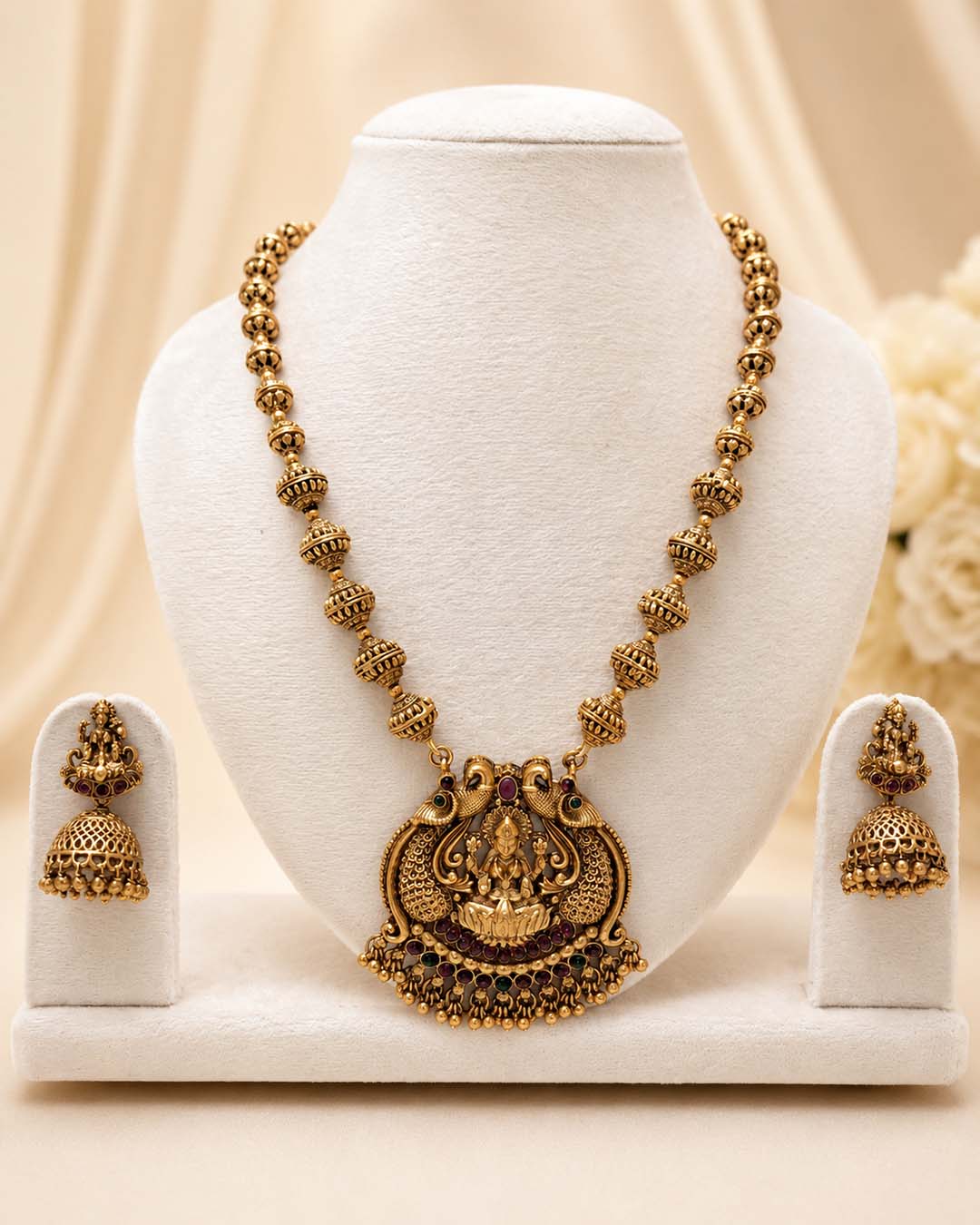 Antique Lakshmi Peacock Temple Jewellery Set