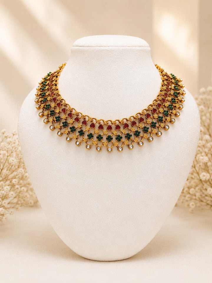Antique Floral Stone Jewellery Set