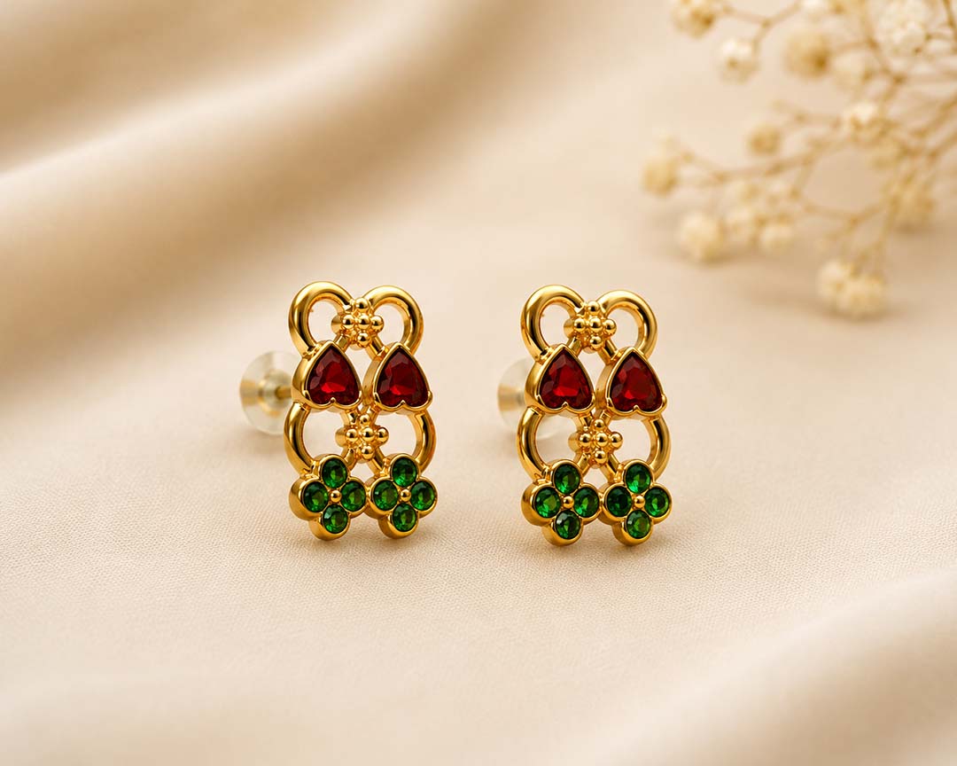 Antique Floral Stone Jewellery Set