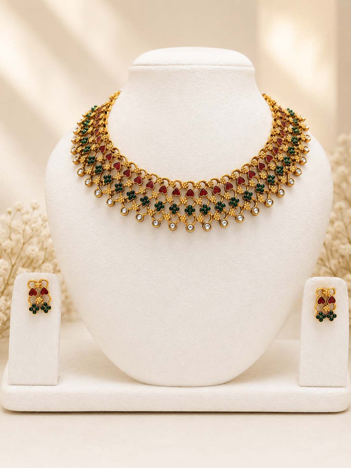 Antique Floral Stone Jewellery Set