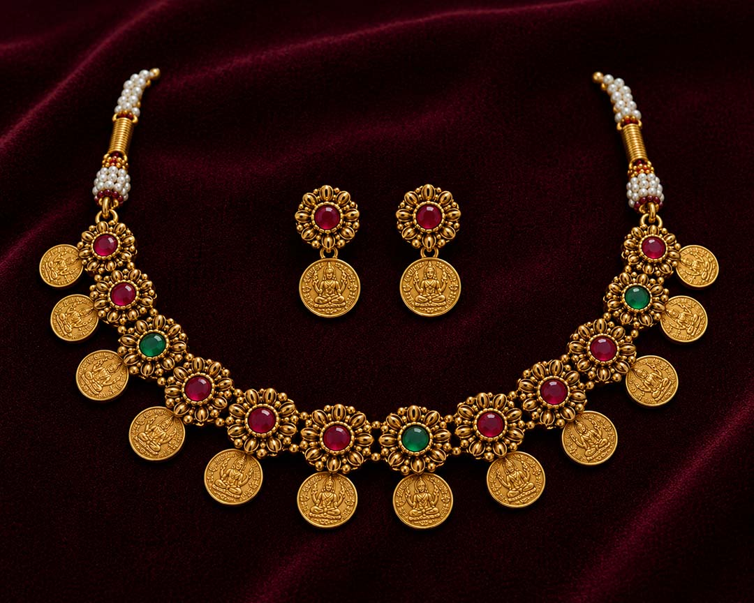 Antique Temple Coin Jewellery Set