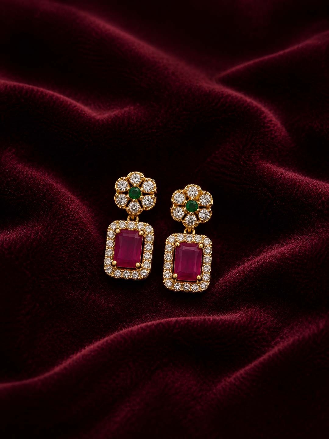 Elegant Ruby & Emerald Stone Jewellery Set