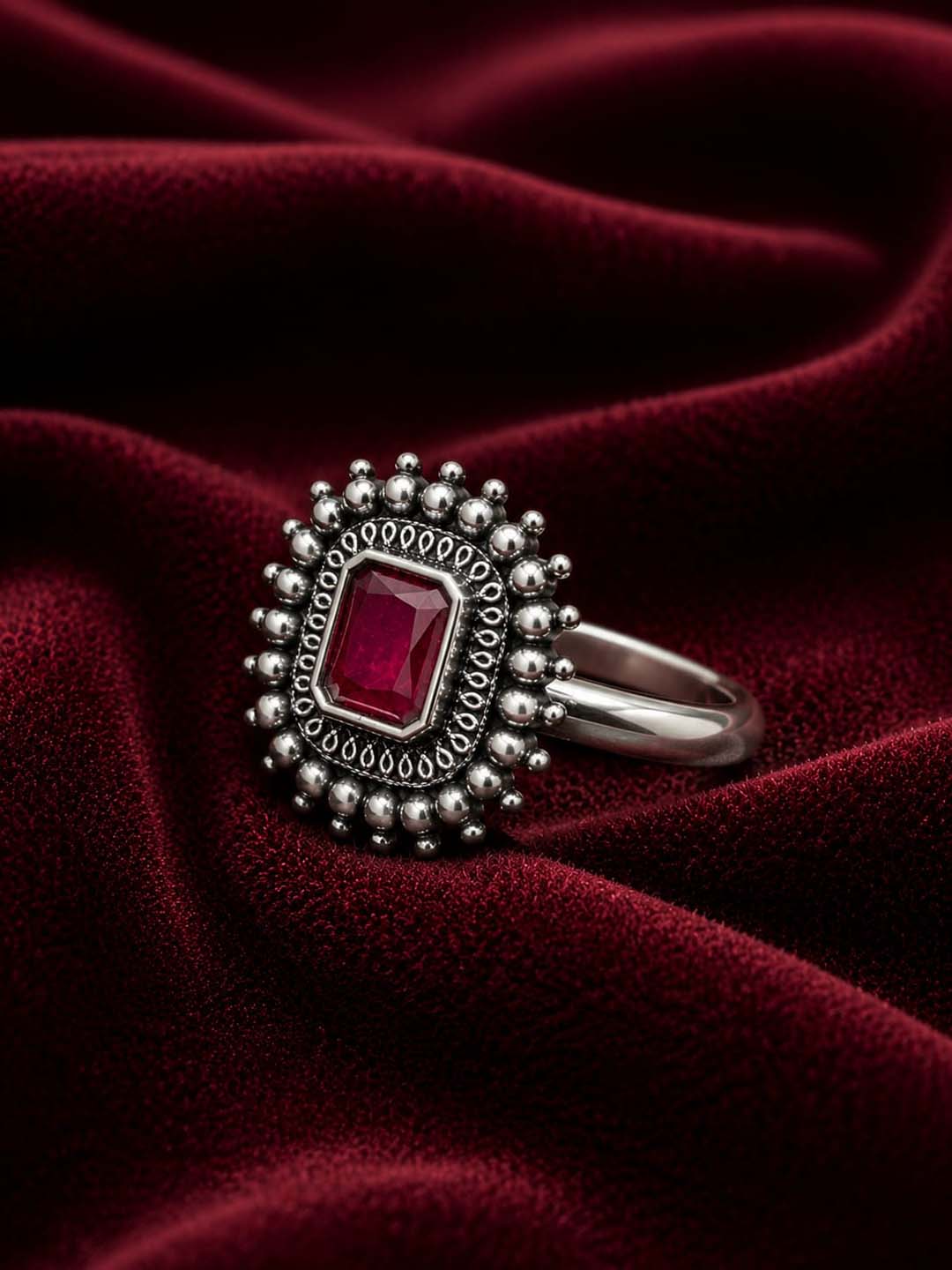 Oxidized Ruby Stone Statement Ring