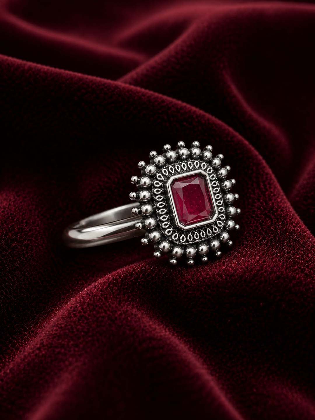 Oxidized Ruby Stone Statement Ring