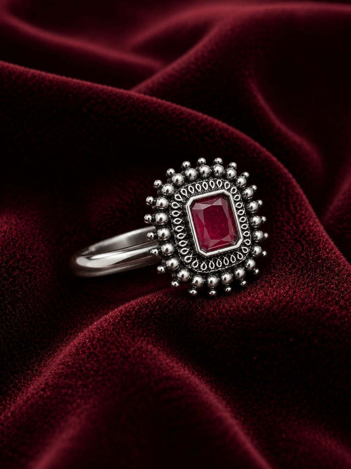 Oxidized Ruby Stone Statement Ring