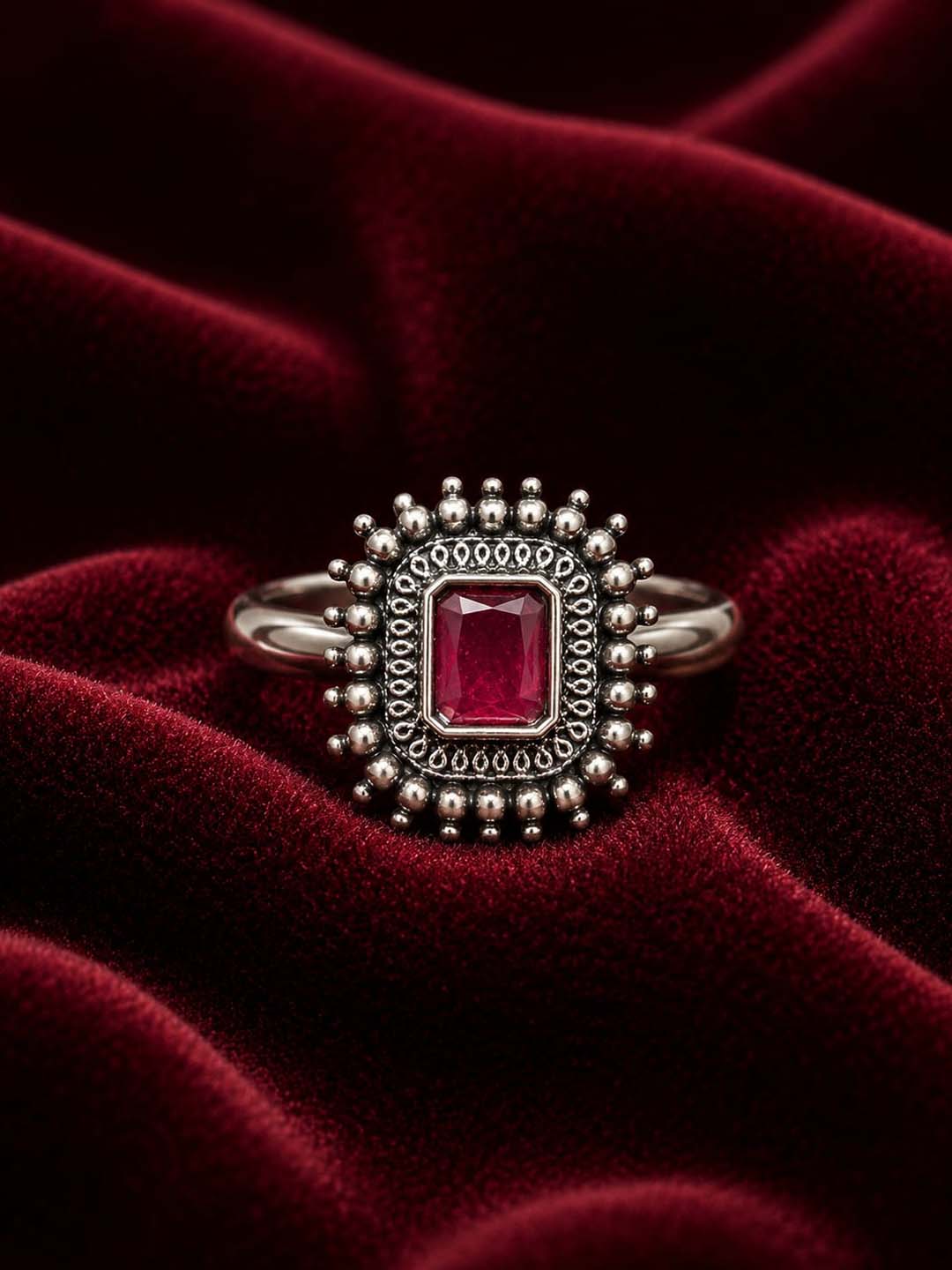 Oxidized Ruby Stone Statement Ring