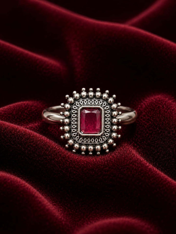 Oxidized Ruby Stone Statement Ring