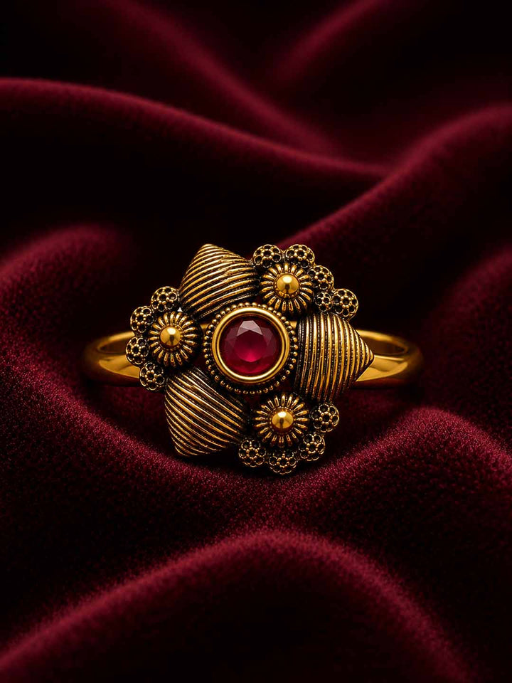 Antique Ruby Floral Statement Ring