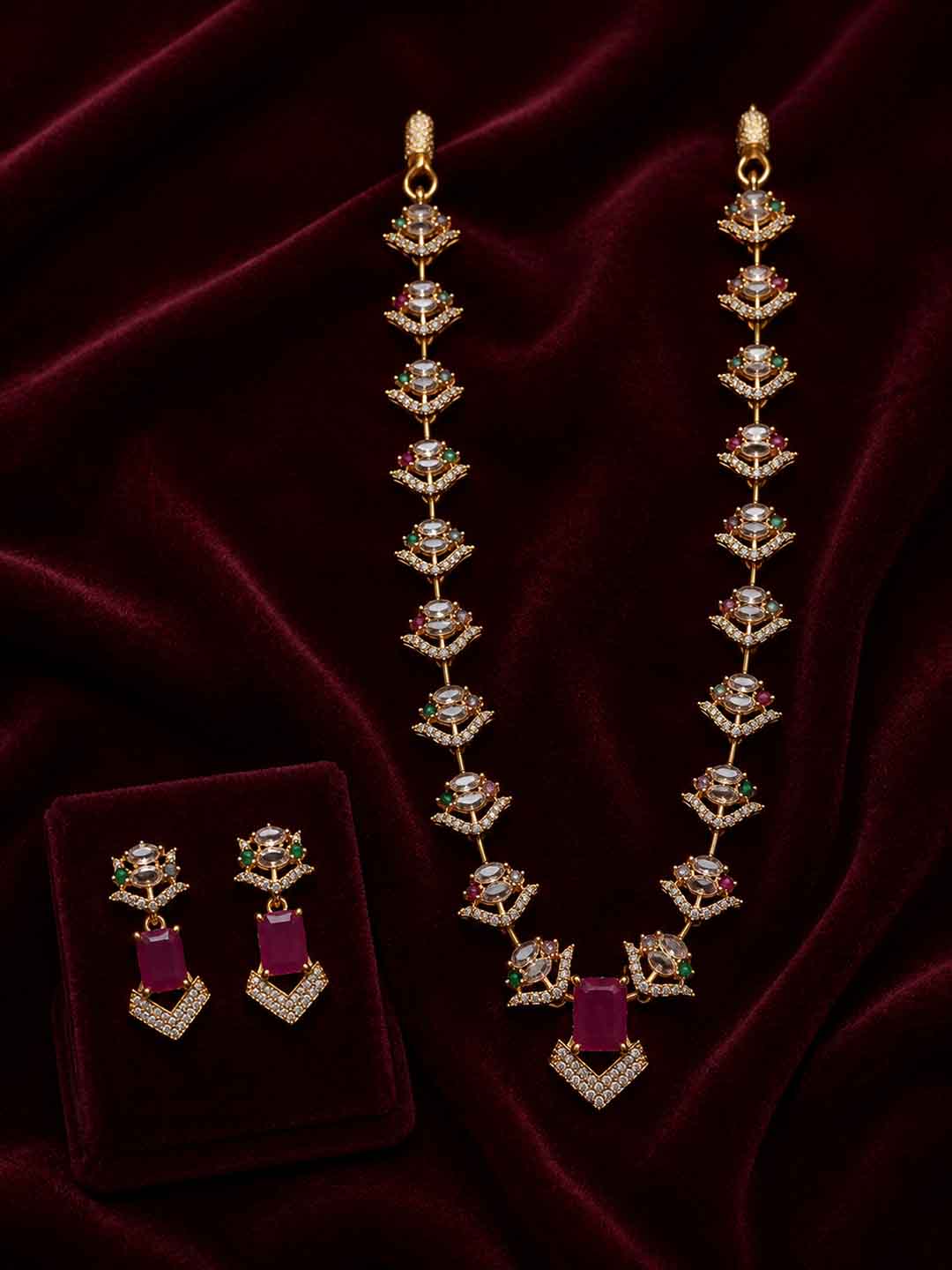Elegant Ruby Stone Jewellery Set