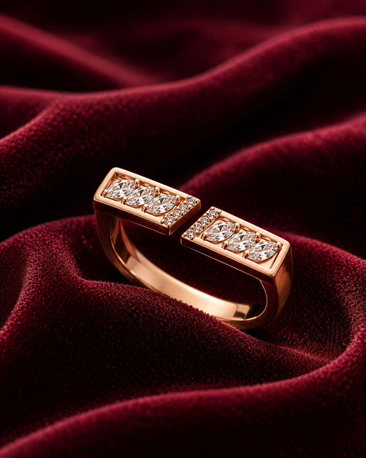 Rose Gold-Tone Crystal Adjustable Ring