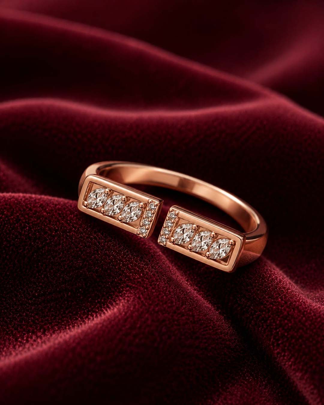 Rose Gold-Tone Crystal Adjustable Ring