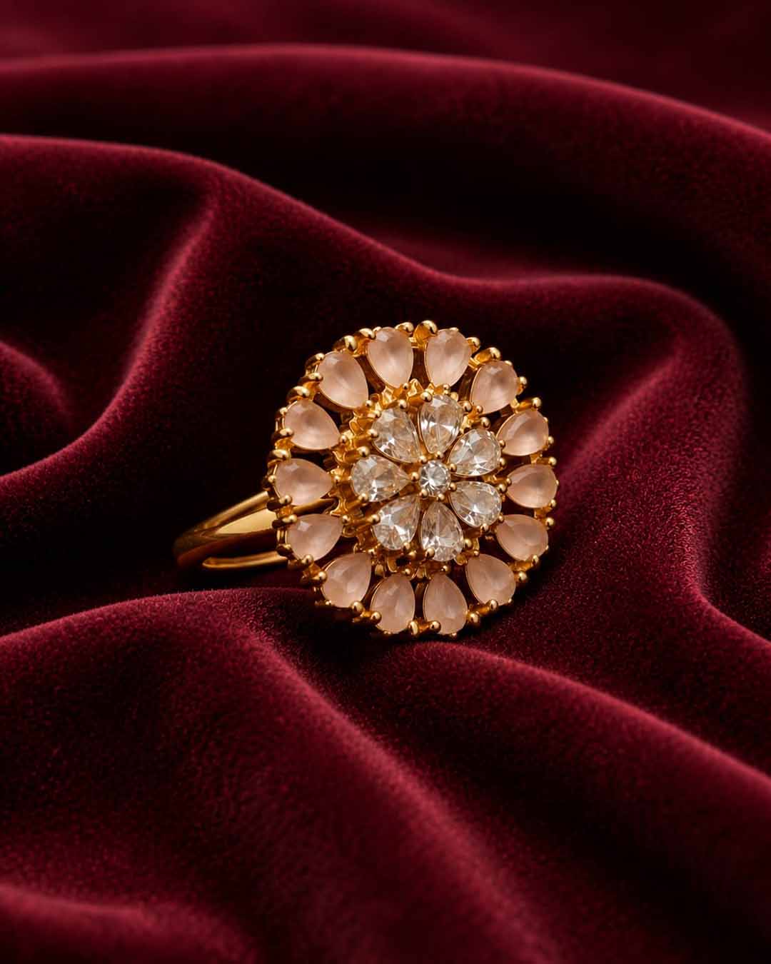 Gold-Tone Floral Statement Ring