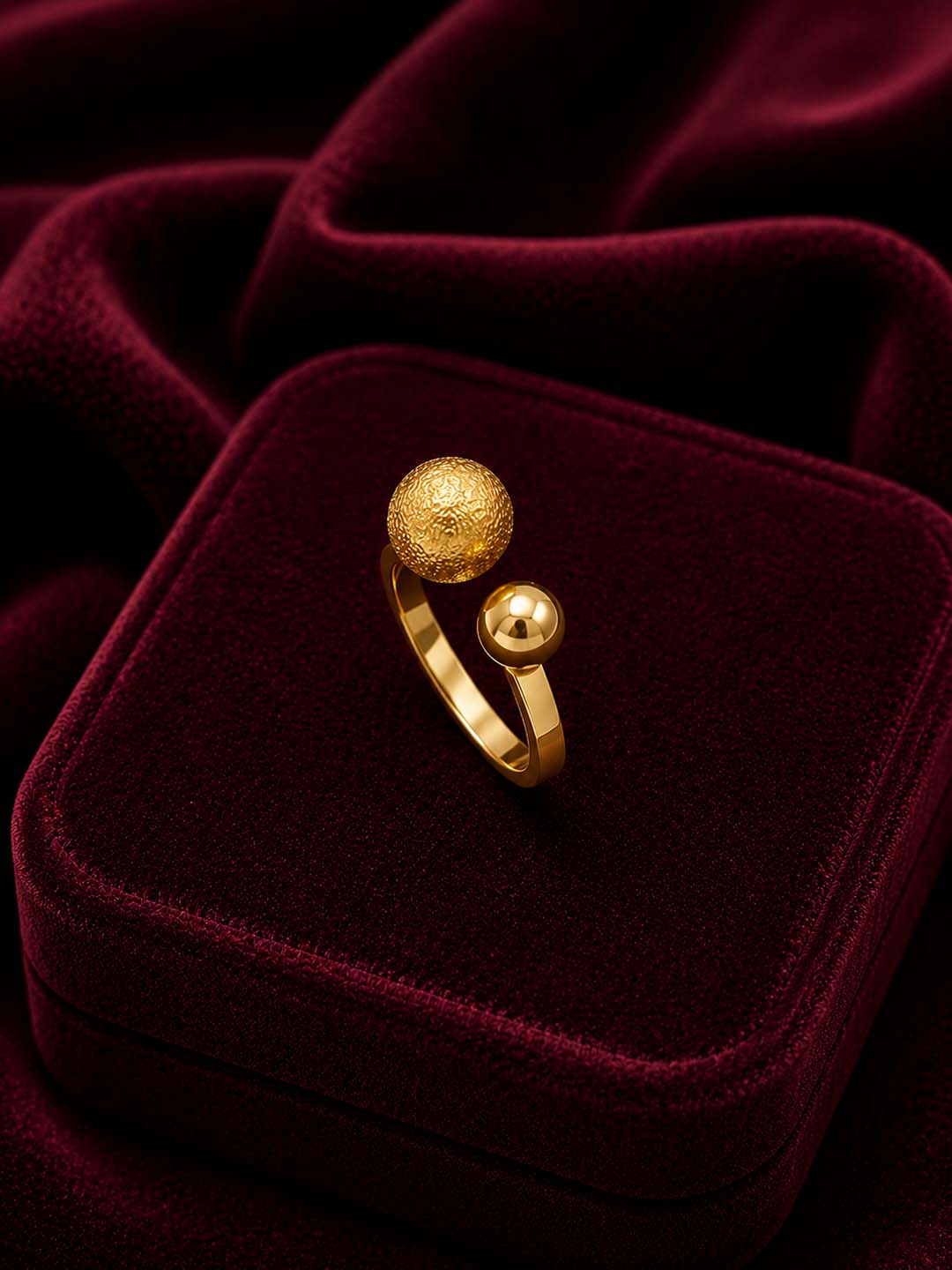 Minimalist Gold-Tone Sphere Ring