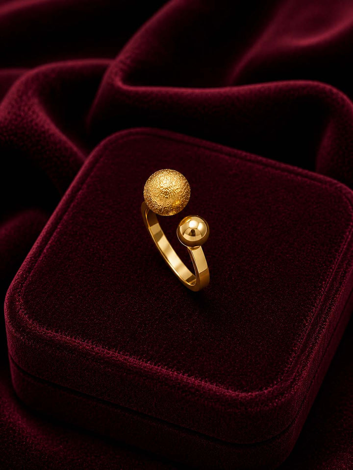 Minimalist Gold-Tone Sphere Ring
