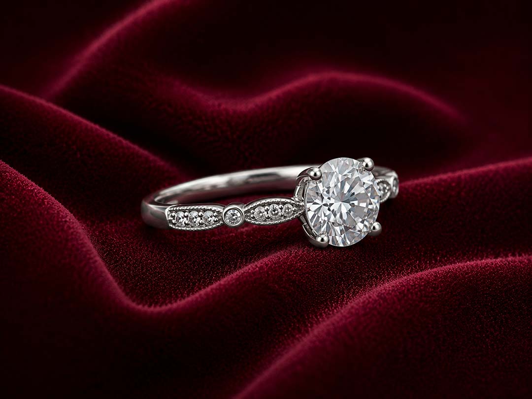 Classic Solitaire Crystal Ring