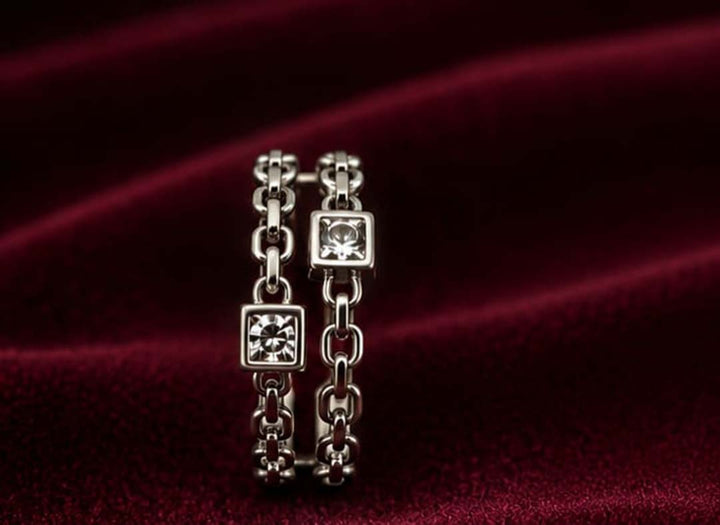 Silver Crystal Chain Ring