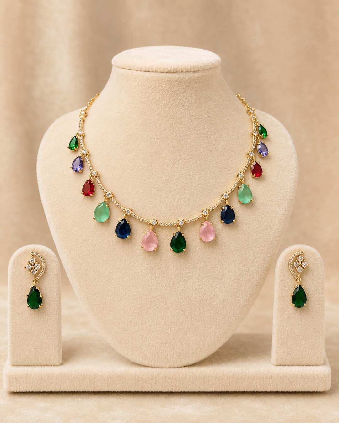 Multicolor Crystal Drop Jewellery Set