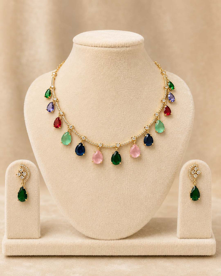 Multicolor Crystal Drop Jewellery Set