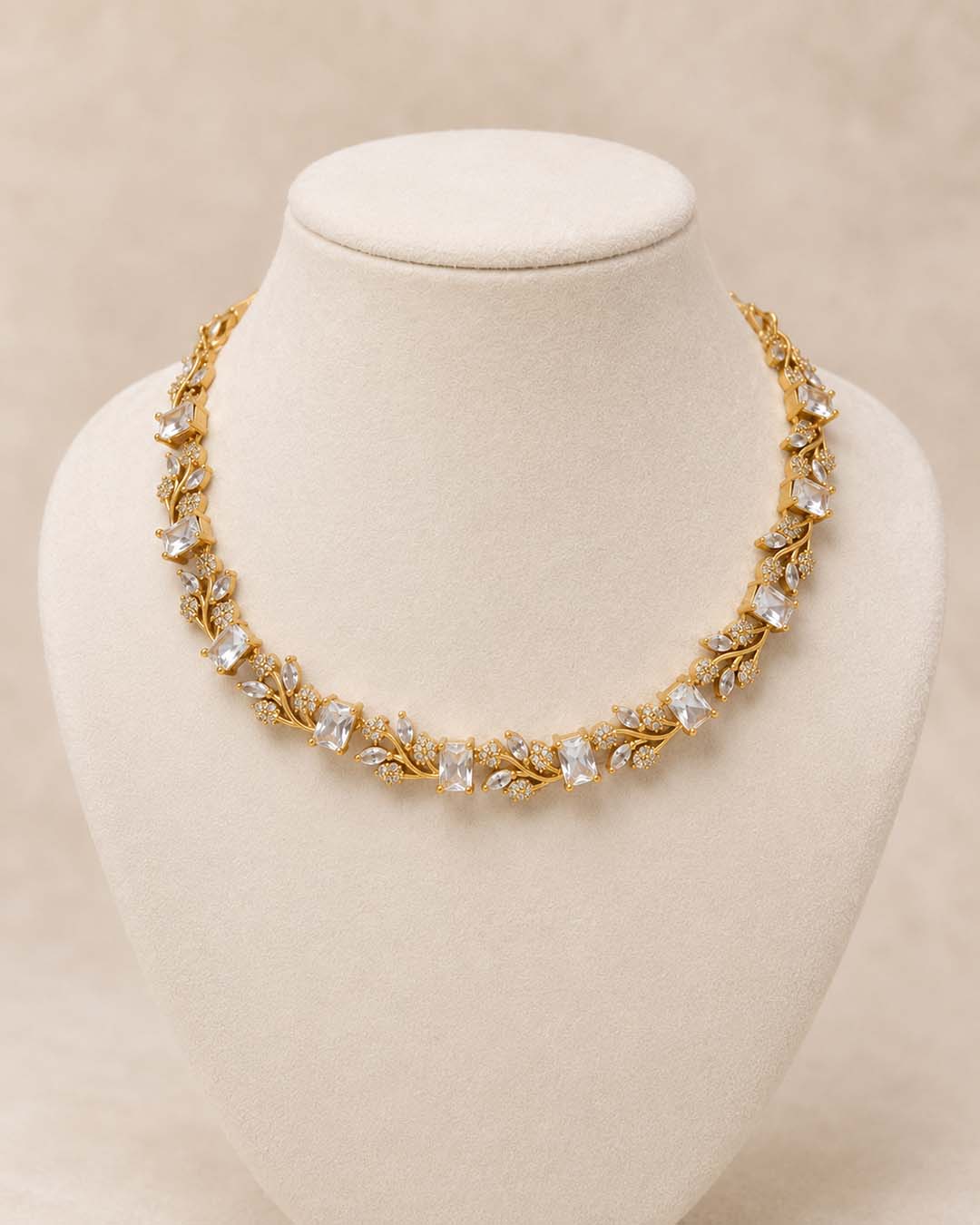 Pearl And White Stone Jewellery Set