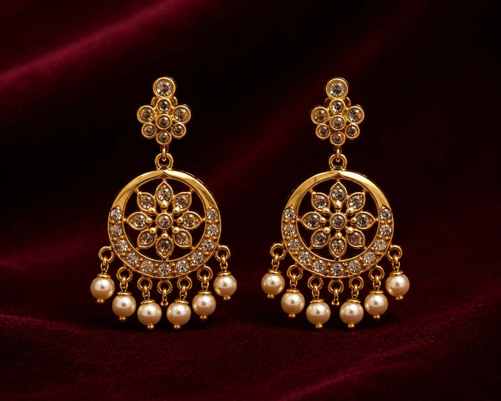 Golden Floral Pendant Jewellery Set
