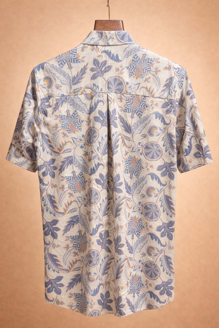 Beige With Bluish Lavender Floral Print