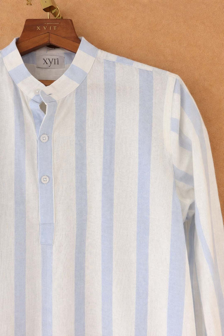 White With Light Blue Line Shirt