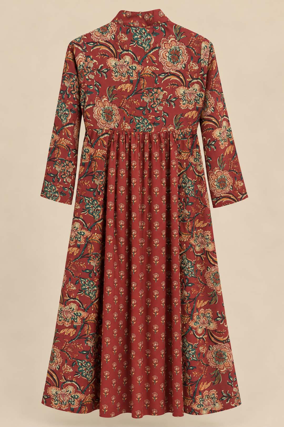Maroon Printed Long Dress