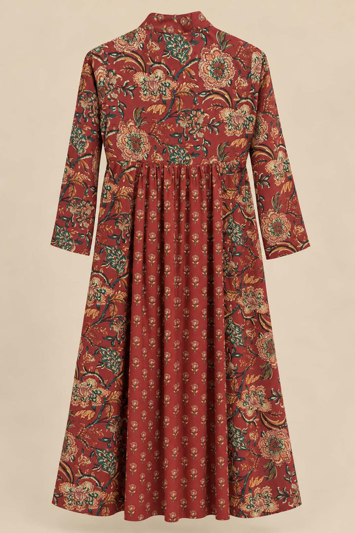 Maroon Printed Long Dress