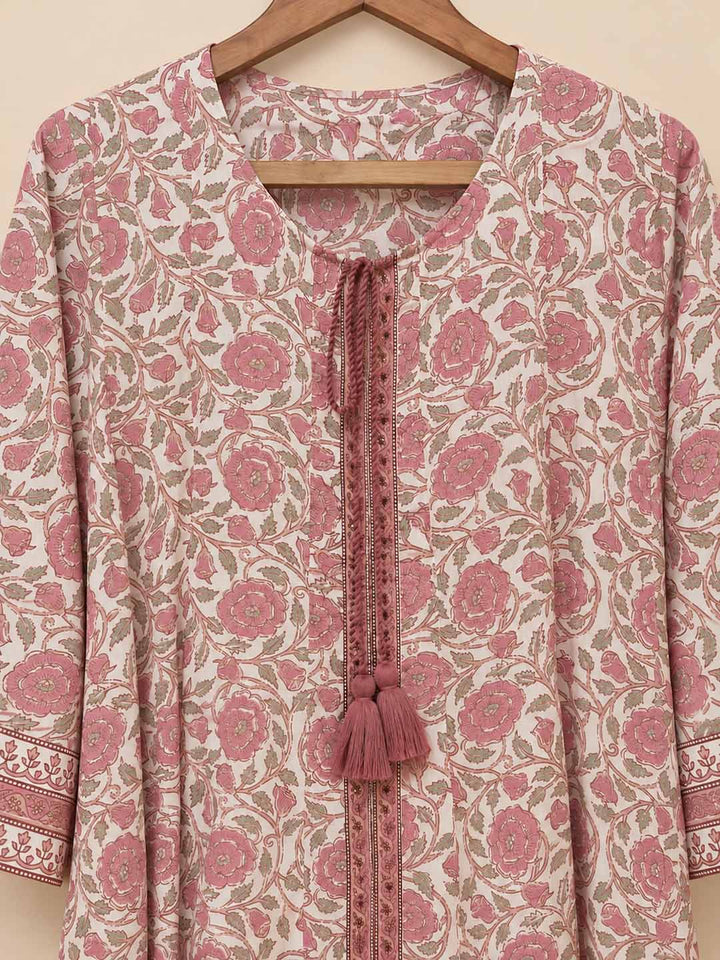 Long Pink Printed Dress