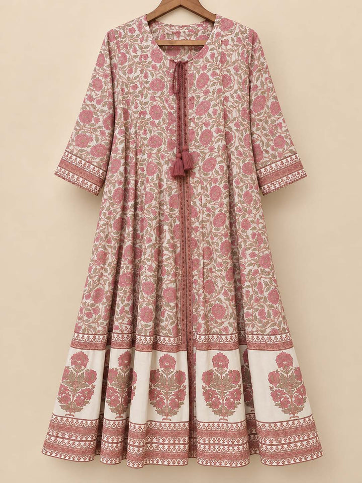 Long Pink Printed Dress
