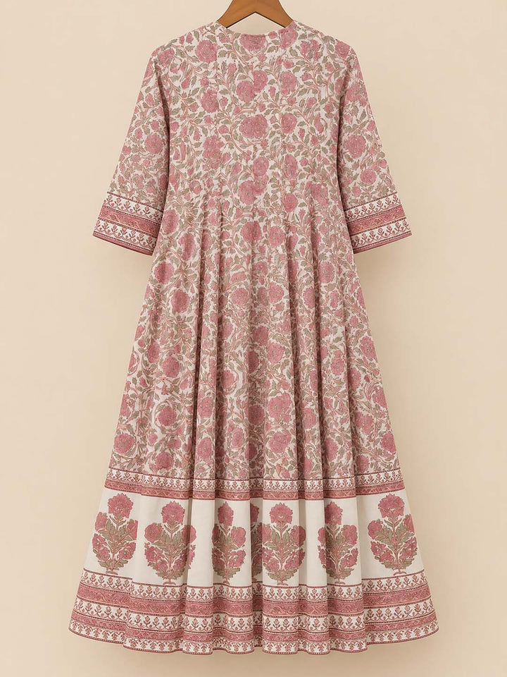 Long Pink Printed Dress