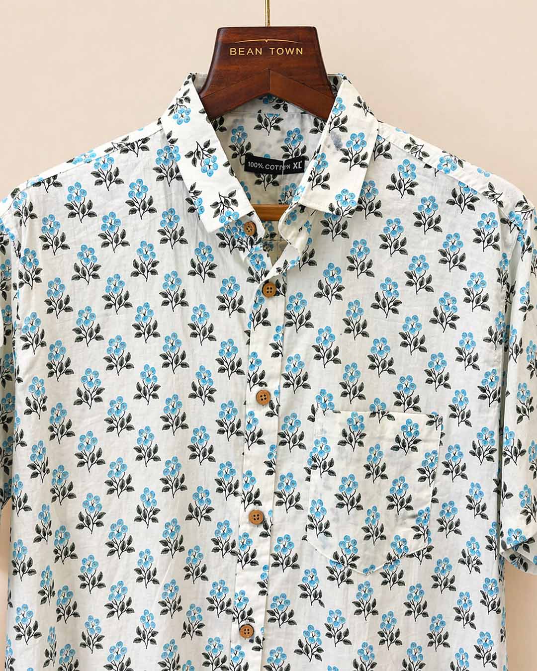 White With Light Blue Print Shirt