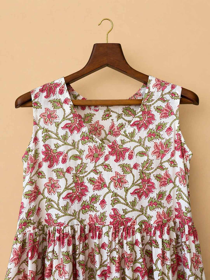 White Nia Pleated Frill Dress