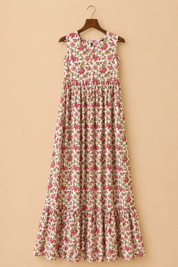 White Nia Pleated Frill Dress