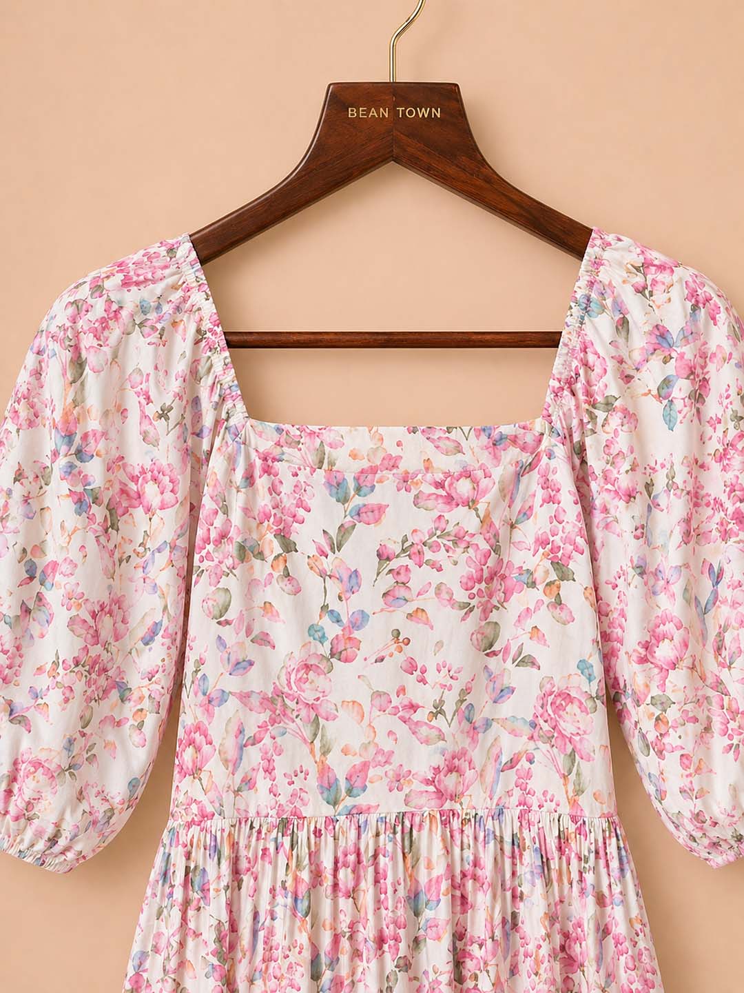 Off White Floral Regular Fitted Dress