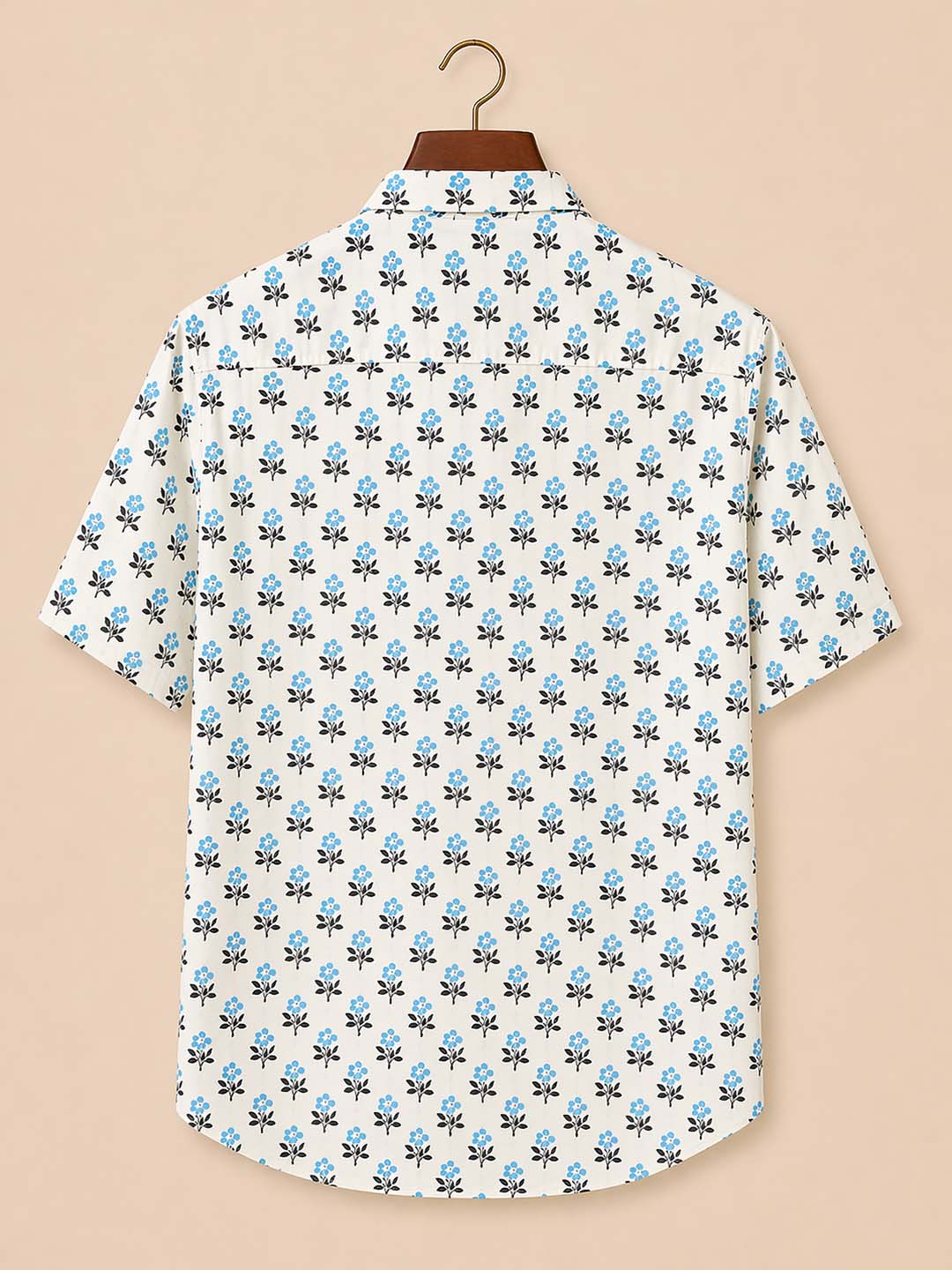 White With Light Blue Print Shirt