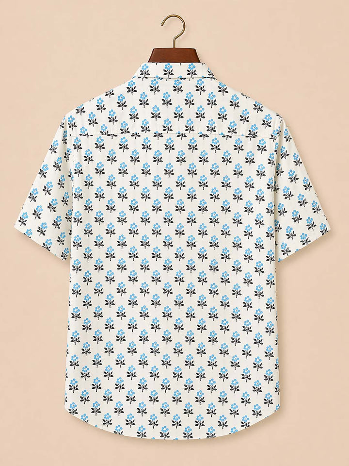 White With Light Blue Print Shirt
