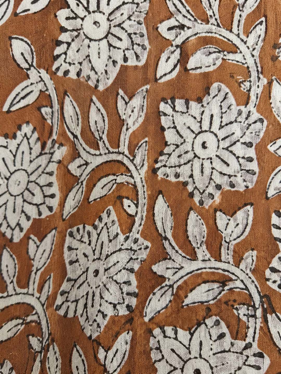 Mustard Yellow and Black Floral Print Cotton Saree