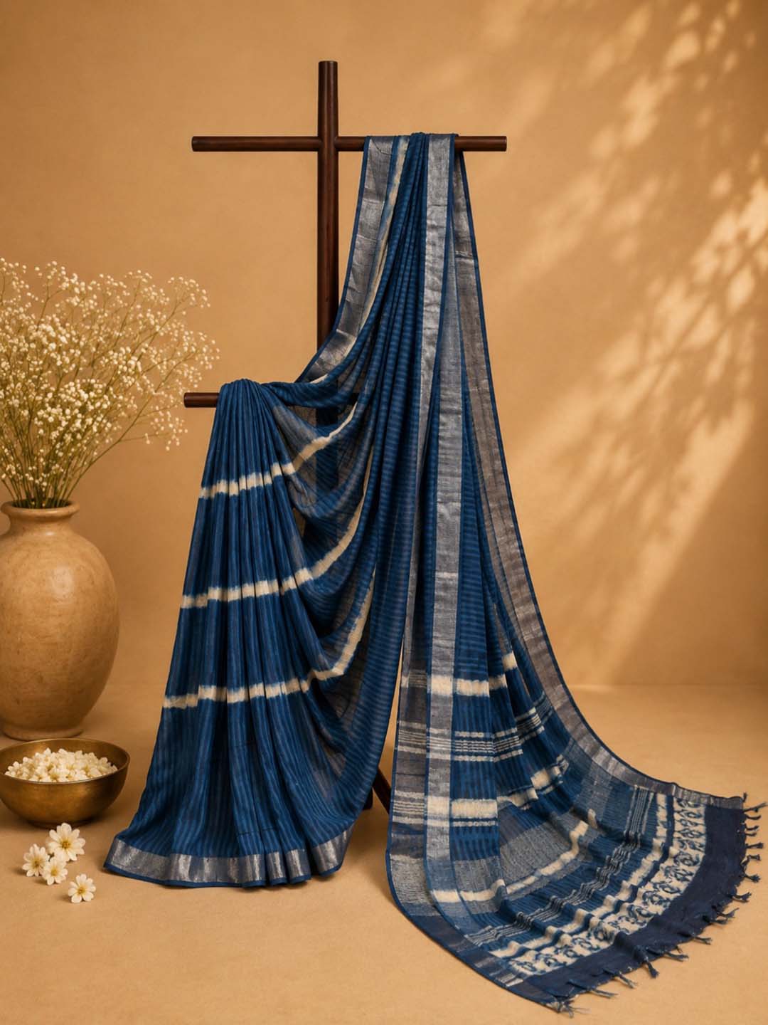 Indigo Tie and Dye Saree