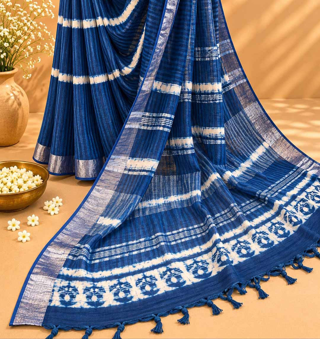 Indigo Tie and Dye Saree