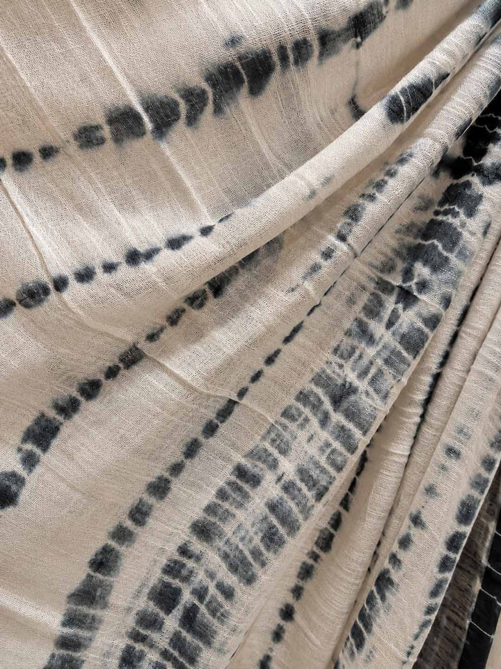 Black and White Tie and Dye Linen Cotton Saree