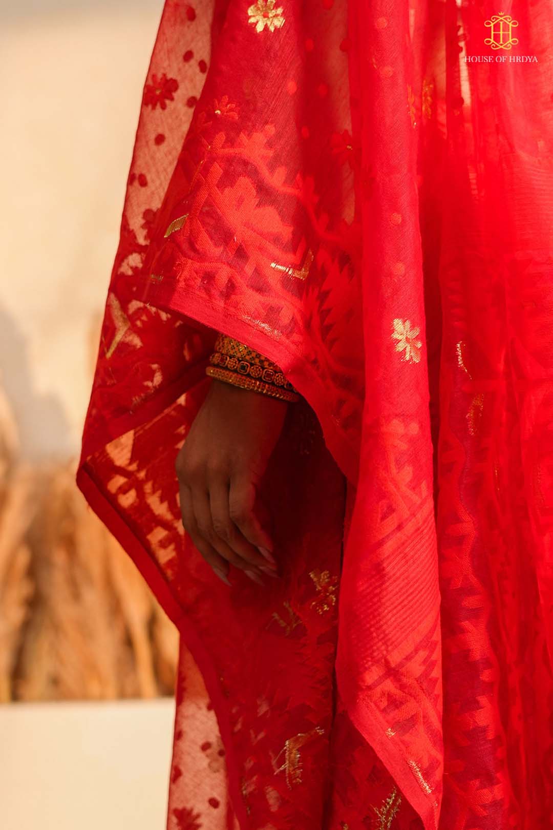 Red Jamdhani Saree