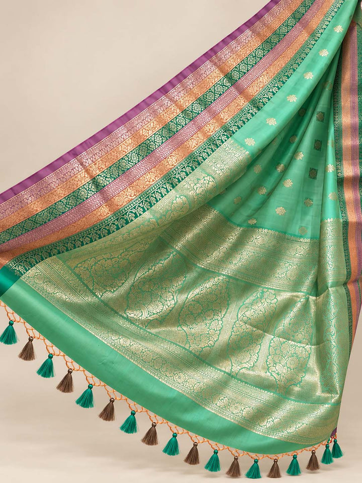 Mint Green Semi Kanchivaram Saree