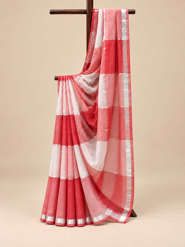 Red And White Mul Cotton Saree