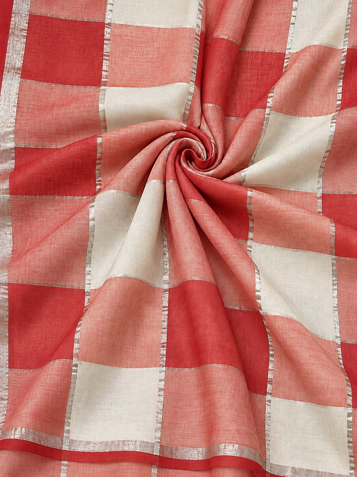 Red And White Mul Cotton Saree
