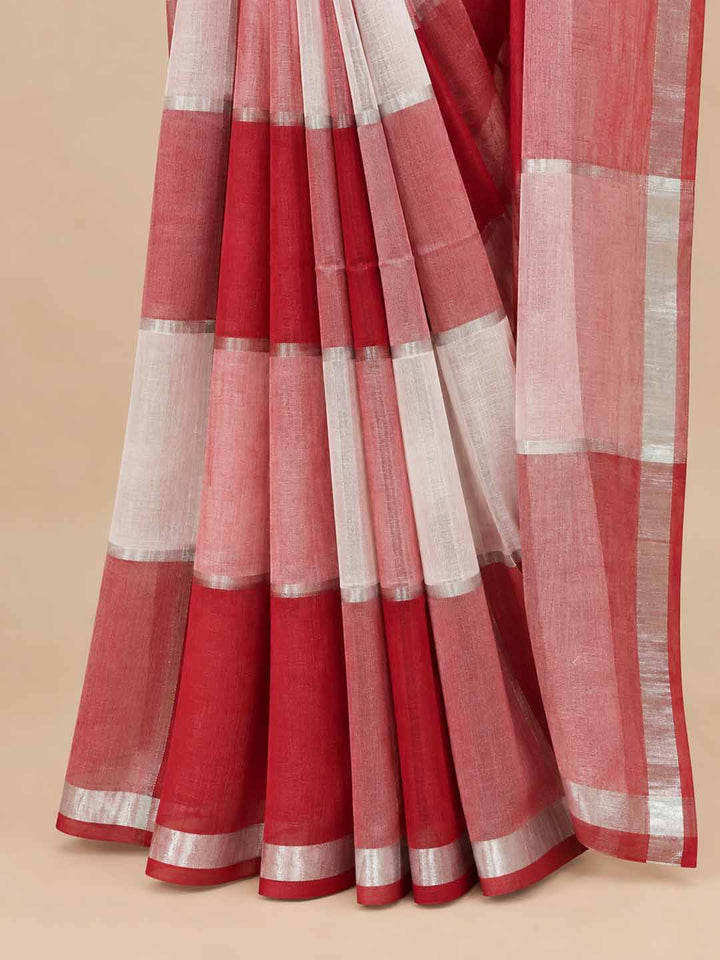 Red And White Mul Cotton Saree