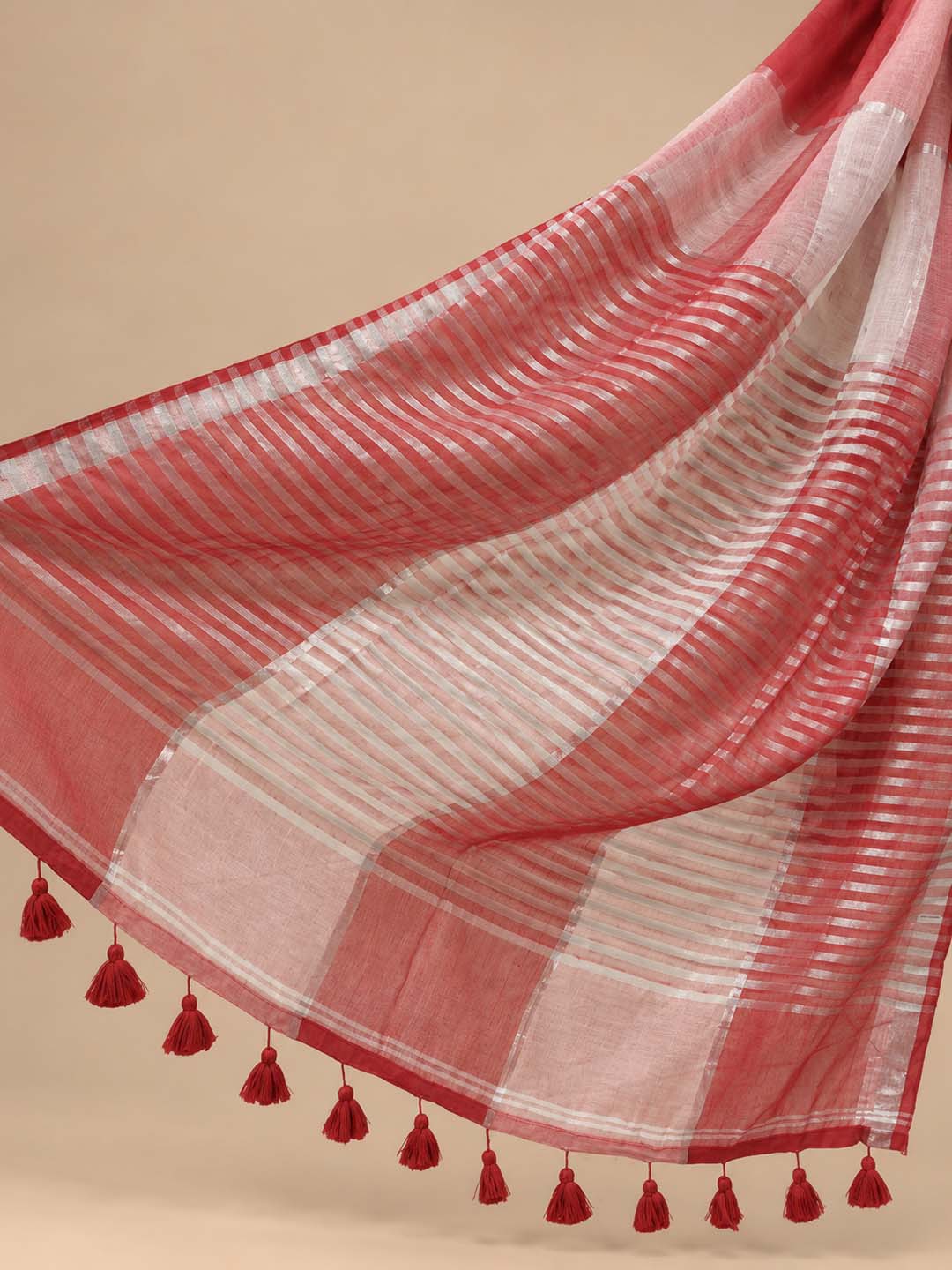Red And White Mul Cotton Saree