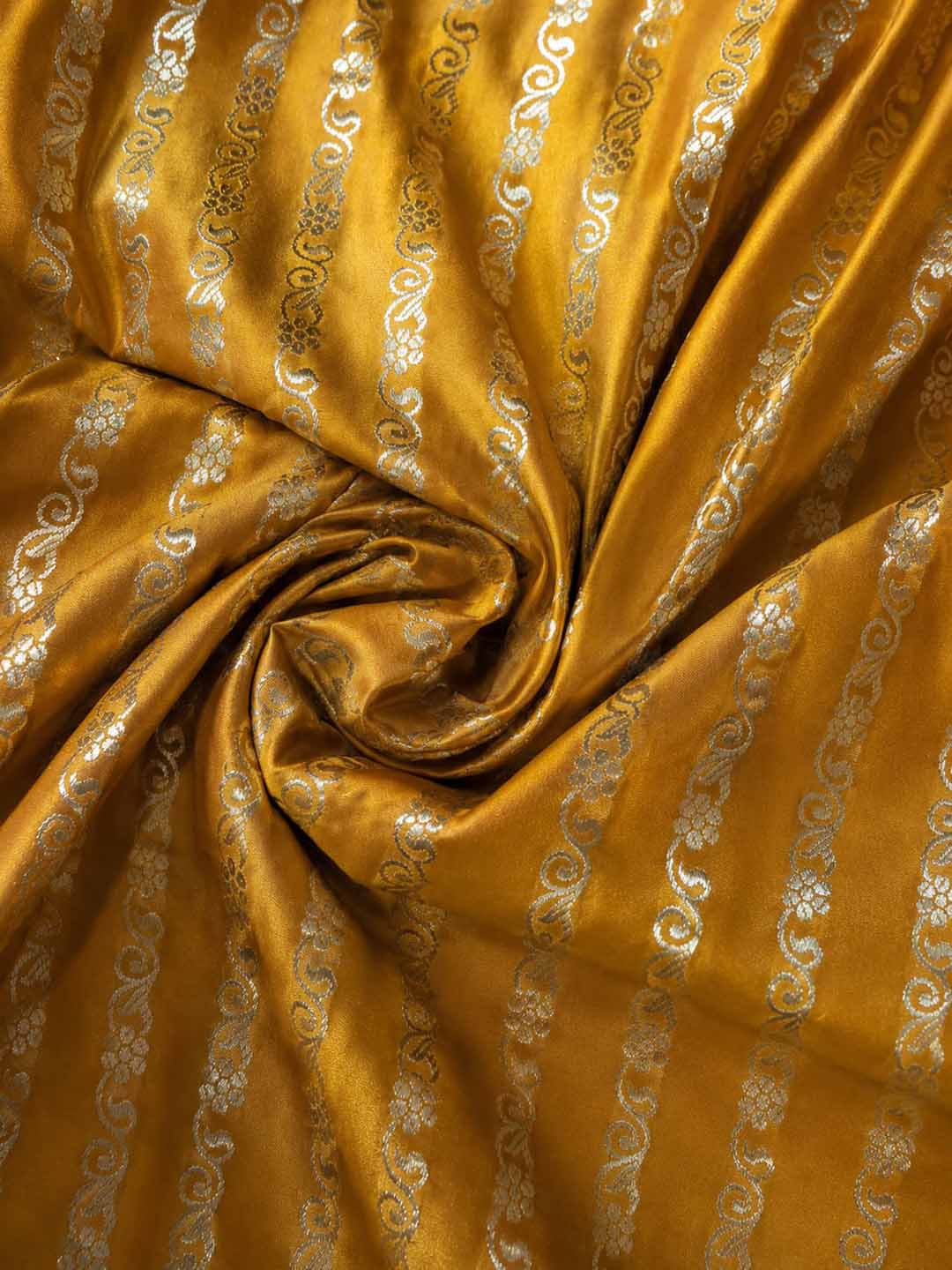 Turmeric Yellow Mashru Katan Banarasi Silk Saree